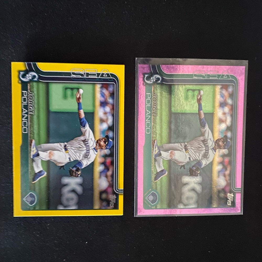 Jorge Polanco Baseball Cards - Yellow and Pink 2025 topps.